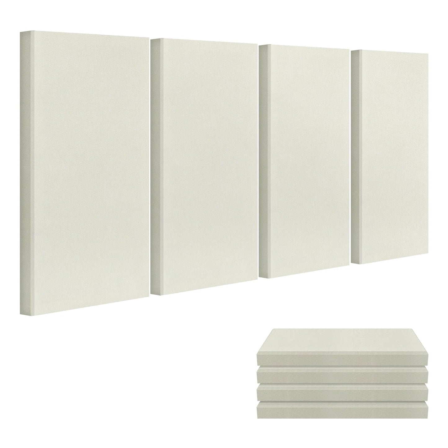 23.62" X 11.81" X 2" Fiberglass Wall Panel, 4 Pack Acoustic Panels, Acoustic Panels Sound Absorbing for Office, Studio, Home Theatre - Beige
