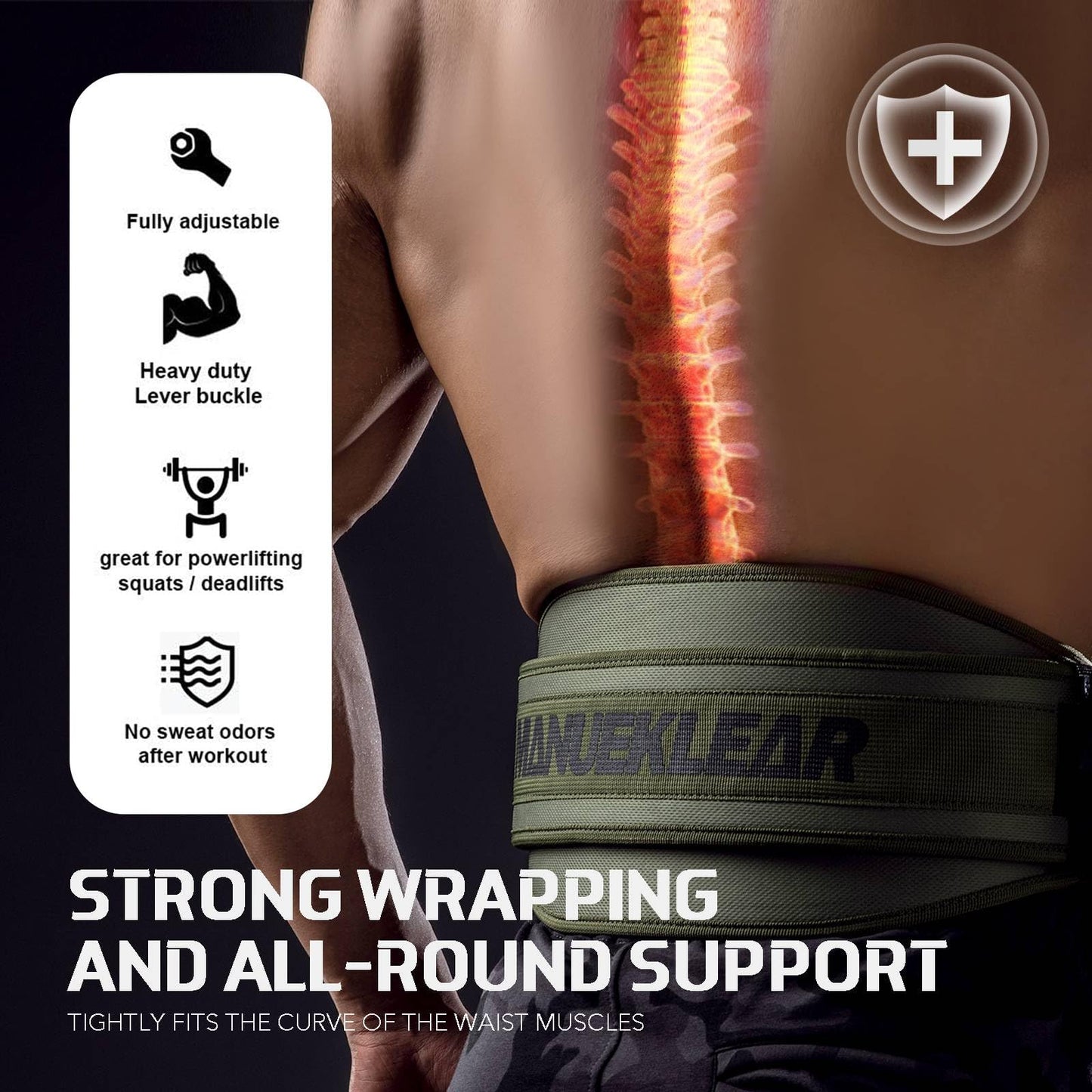 Weight Lifting Belt, Lifting Belts for Women Men,MANUEKLEAR Weightlifting Belt Quick Locking Back Support for Bodybuilding, Fitness, Powerlifting, Cross Training, Squats, Workout, Exercise (Olive Drab, M（32-37inches）)