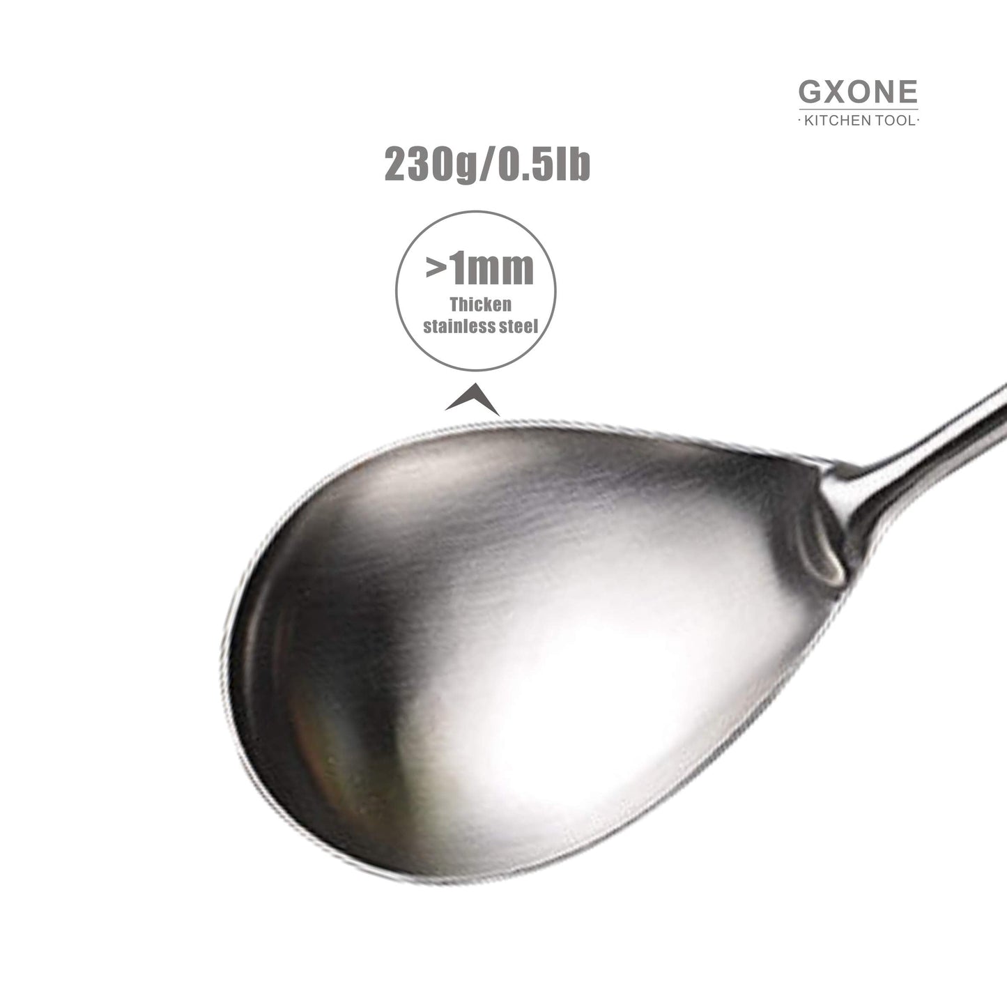 GXONE Large Serving Spoons,304 Stainless Steel Cooking Spoon with Heat Resistant Wooden Handle,Silver/12.4Inch