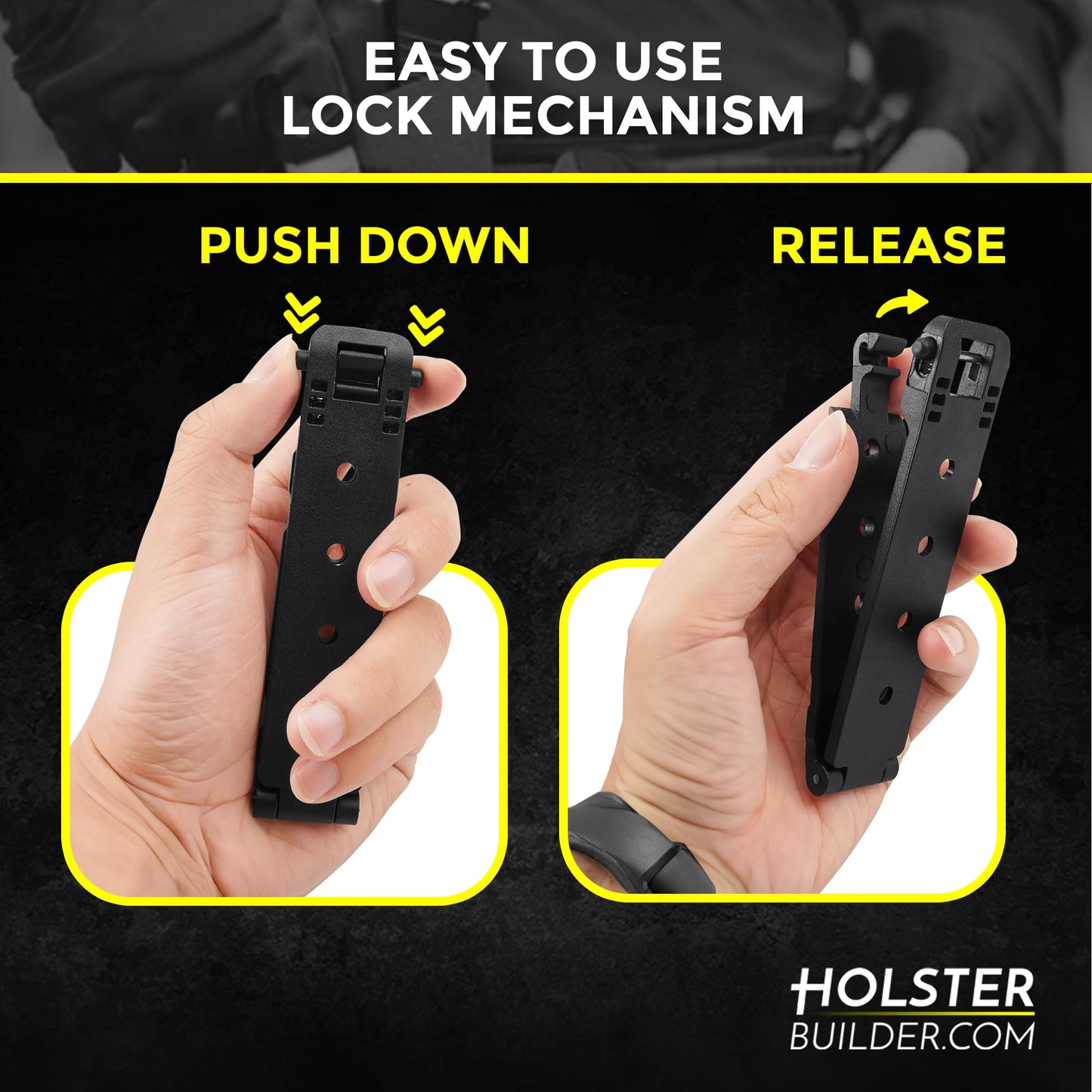 HolsterBuilder Molle Attachment – Quick Locking Belt Clip with Mounting Hardware for Holsters, Mag Pouches, Knife Sheaths, Vests – Available in Size (1", 2", 3", 5") & Pack (2 & 4) – 2 inch 2 Pack