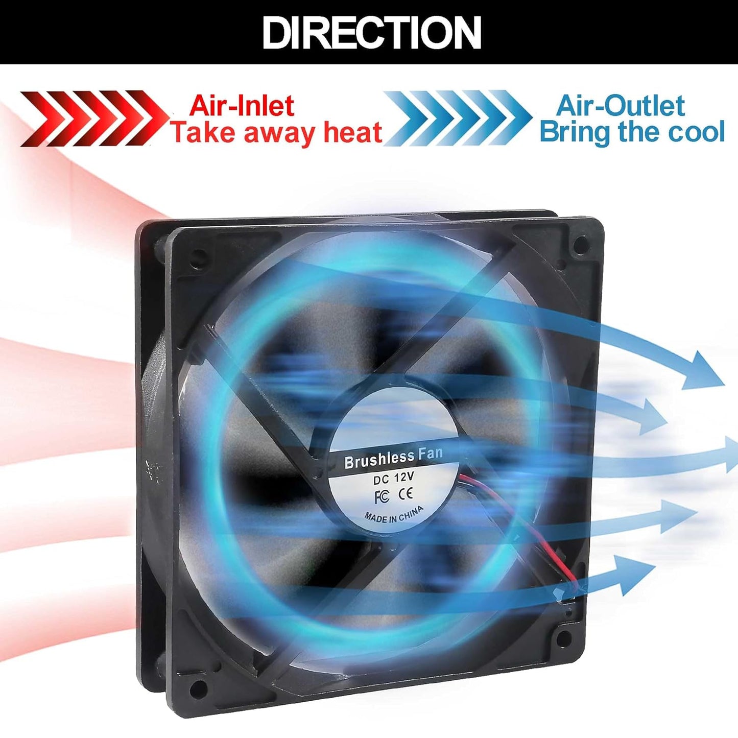2 120mm 240mm 110V 220V 12V Big Airflow x Computer Case Fan with AC Plug Power Supply, Dual PC Cooling Fan with Speed