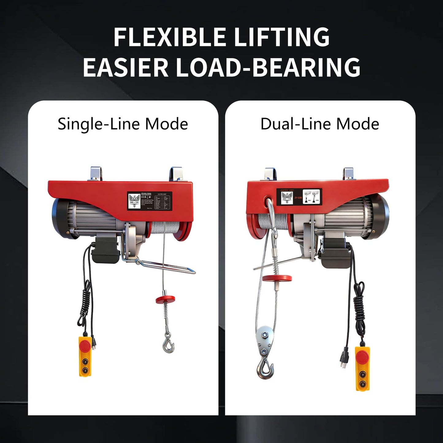 Electric Hoist, 2200 lbs 110V Electric Winch with 14 ft Wired Remote Control, 40 ft Single Cable Lifting Height, Single/Double Slings, Lift Hoist for Garage Warehouse Factory