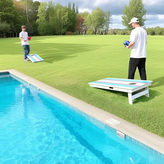 Cornhole Board Set, Regulation Size 4 x 2FT/3 x 2FT Solid Wood Corn Hole Game Set with 8 Bean Bags,2 Cornhole Boards and 1 Carry Bag for Outdoor Beach Toss Games Competitions