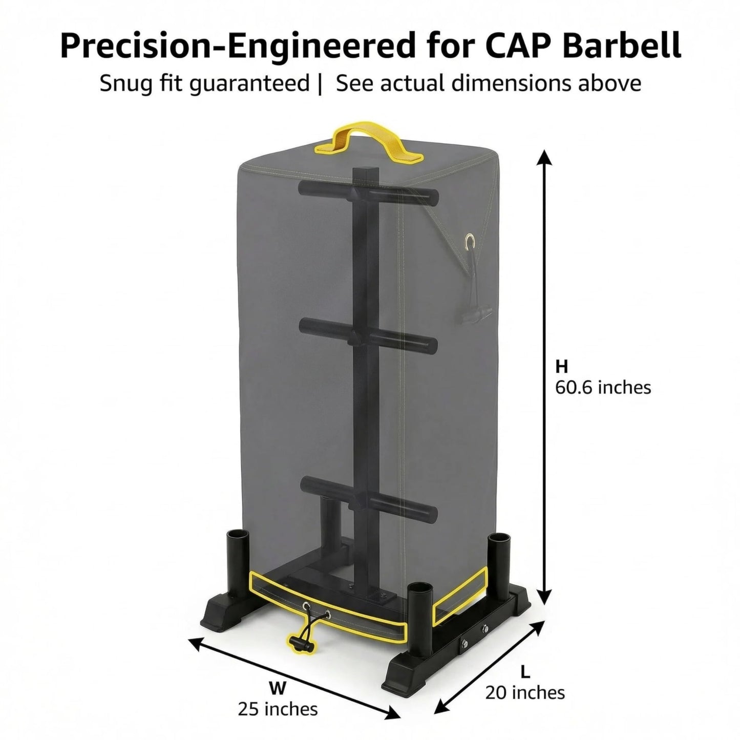 CAP Barbell Rack Cover - 20"Lx25"Wx60.6"H - Heavy Duty Weight Rack for Plates Cover, Dustproof Tear Resistant Weight Tree Cover for CAP Barbell Olympic Bumper Plate Tree Rack/Strength Training Hanging Rack