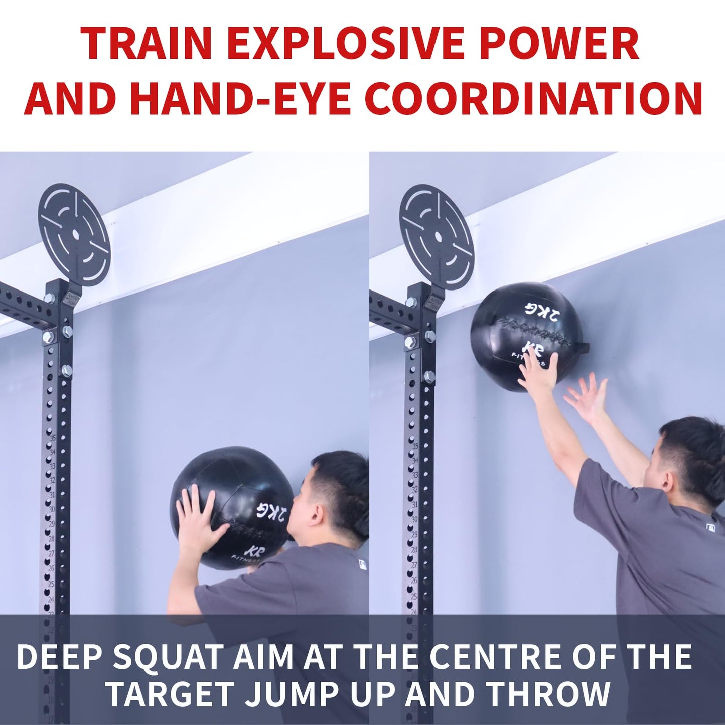 AHTAPFON Wall Ball Target for Rack Mounted with Extension,Medicine Ball Target for Power Rack Attachments,Home Gym Exercise Ball Squash Fitness for Enhance Explosive Power
