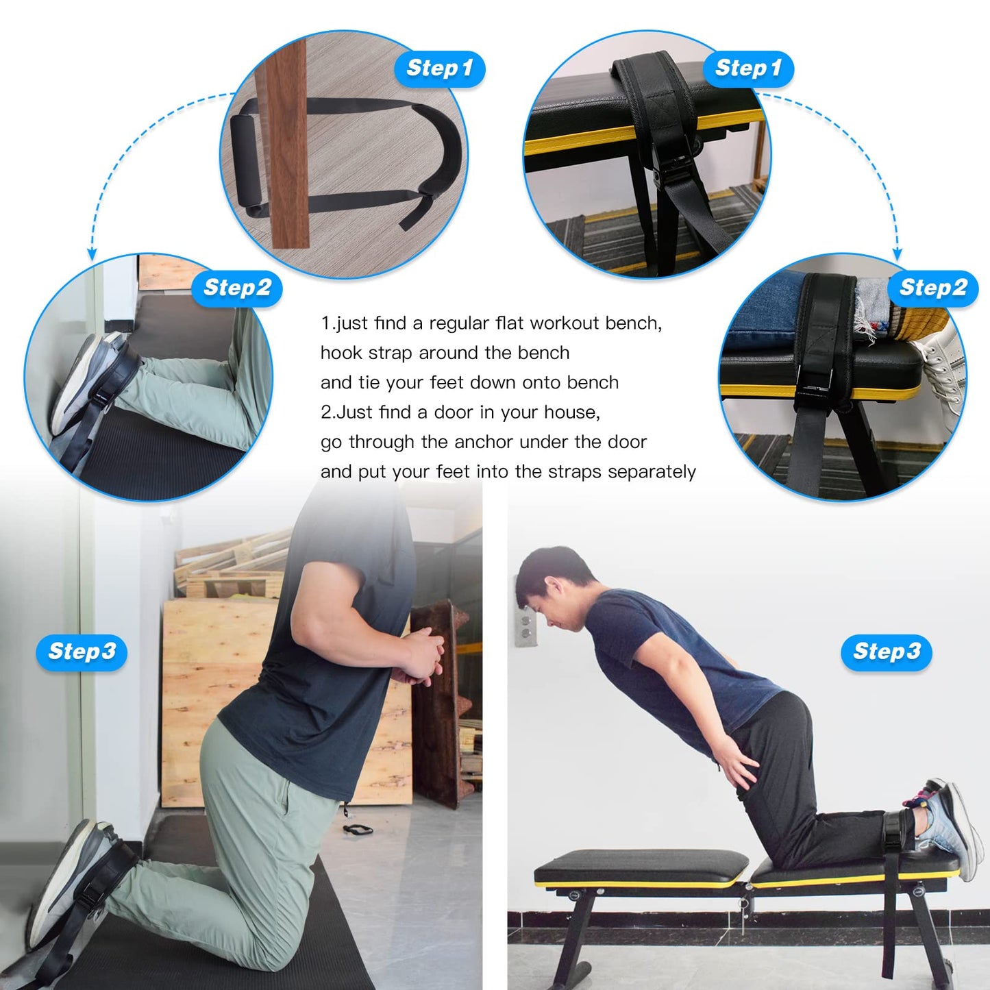 XonyiCos Nordic Strap for Bench – Nordic Curl Strap Hamstring for Strength Training, Leg Exercise | Hamstring Machine Alternative