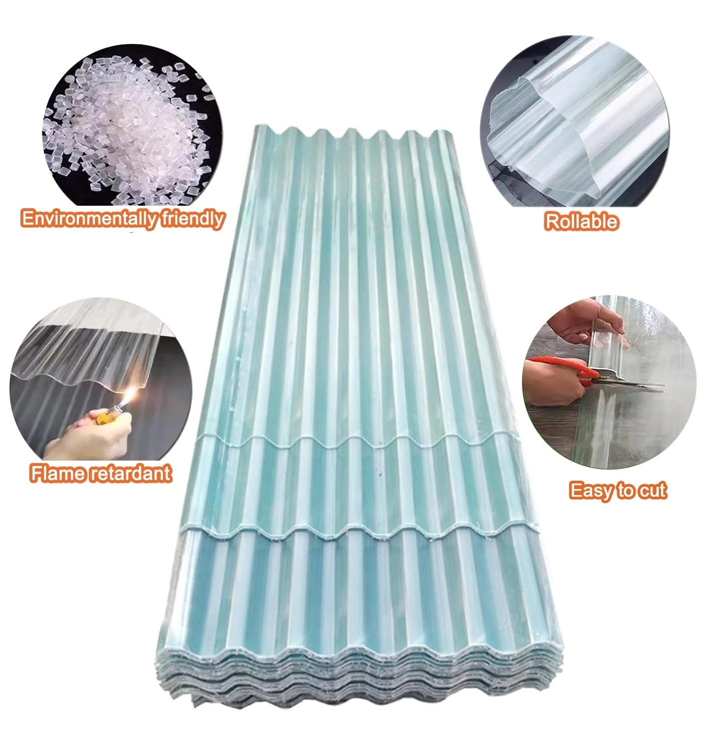 QWEASDF Transparent Roof Sheet,Roofing Cladding Panel,Corrugated Roofing Sheet,Fiberglass Daylighting Panels,Anti-UV Rainproof Sunshine,FRP Daylighting Plate, Greenhouses(3pcs,0.9 * 0.7m/35 * 28in)