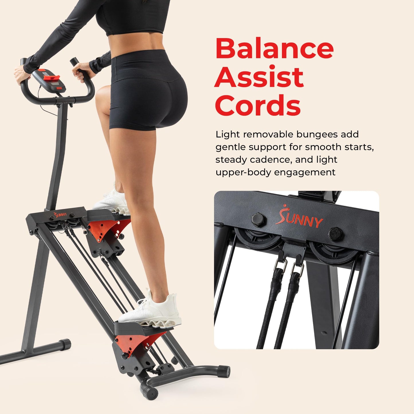 Sunny Health & Fitness Smart Foldable Stair Climber with Balance-Assist Cords - SF-S025005