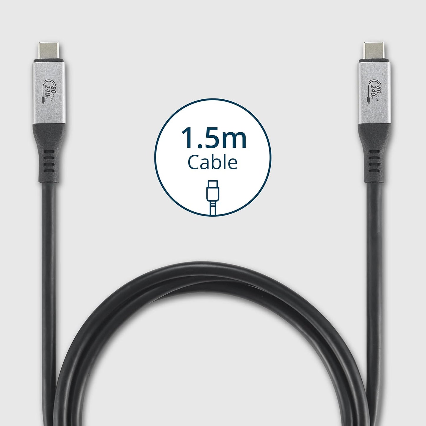 USB4 1.5m, 80Gbps, 8K 240W 3.1), (K32301WW) Kensington Cable Supports up to Video, up to Power Delivery (PD Compatible