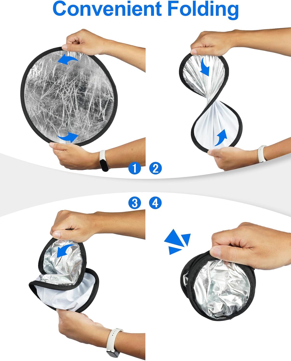 Selens 2 1 17inch/45cm in Foldable Light Reflecto,Collapsible Disc Photography Reflector Silver,Gold for Portable