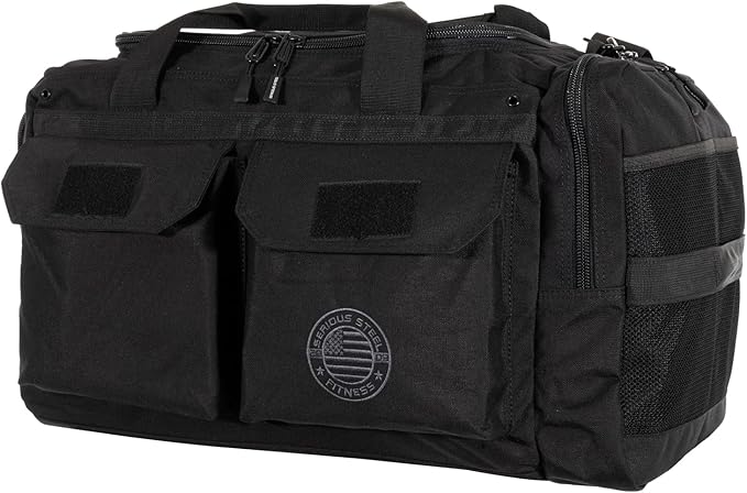 Serious Steel Fitness Heavy Duty 1000D Nylon Duffel Gym Bag (Mid BUD - Black)