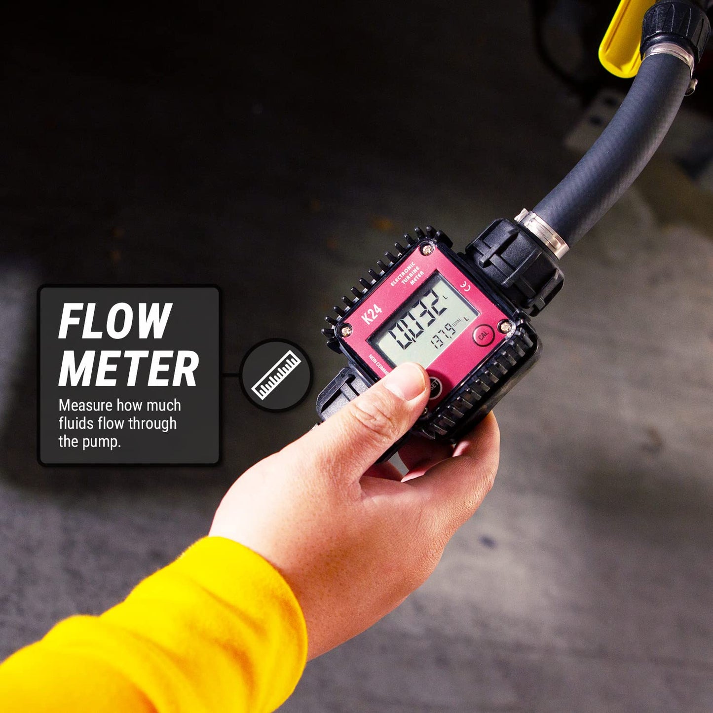TERA PUMP - TReDRUME-M Plug-In Electric 12V AC Telescopic Intake Pump with Turbine Meter for Gasoline, Diesel, DEF, Kerosene, AG Chemicals 4.2-GPM Transfer Pump | Fits 15, 30 and 55 Gallon Drums