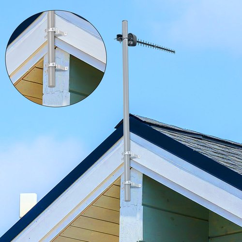 2 PACK Wall Mount Pair for TV Antenna Mast Brackets,Heavy Duty 3" Antenna Wall Mount bracket for Weather Station and Amateur Antenna,Antenna Mast Mount Bracket,Adjustable Antenna Mast Mount Up to 2.5”
