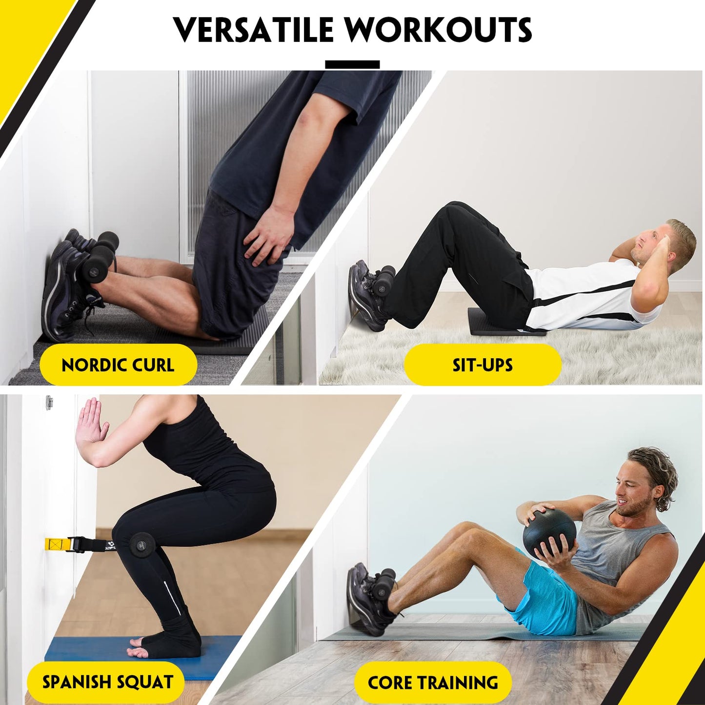 Nordic Hamstring Curl Strap - Holds 420 Pounds, Great for Hamstring Curls, Sit-ups, Spanish Squats & Ab Workout - 5 Second Setup - Home Fitness Equipment