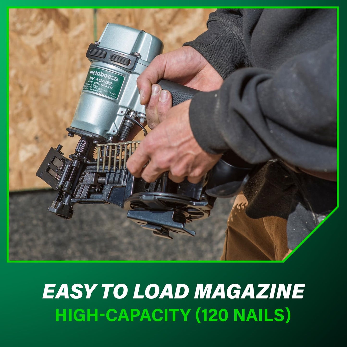 Metabo HPT Roofing Nailer, Pro-Preferred Pneumatic Power Nailer in Roofing Tools, Pneumatic Roofing Nailer for Asphalt Roofing Shingles, Nailer 16 Degree 7/8″ to 1-3/4″ Roofing Nails, NV45AB2