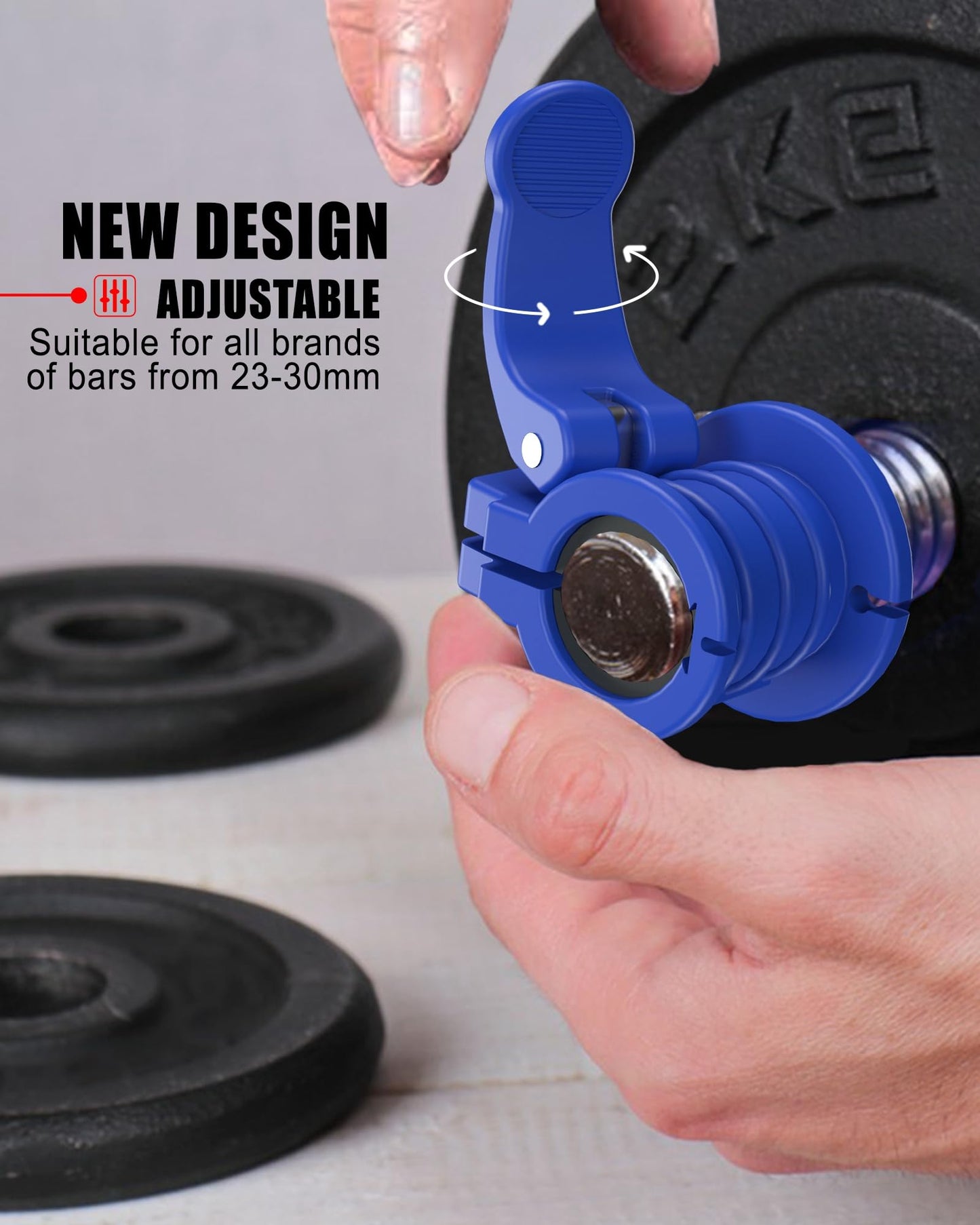 ZY-HUAN Pro Barbell Clips 1 inch Barbell Clamps 0.9-1.18inch Quick Release Weight Clips for Bars Multi-Size Adjustable Olympic Barbell Clamps (Blue)