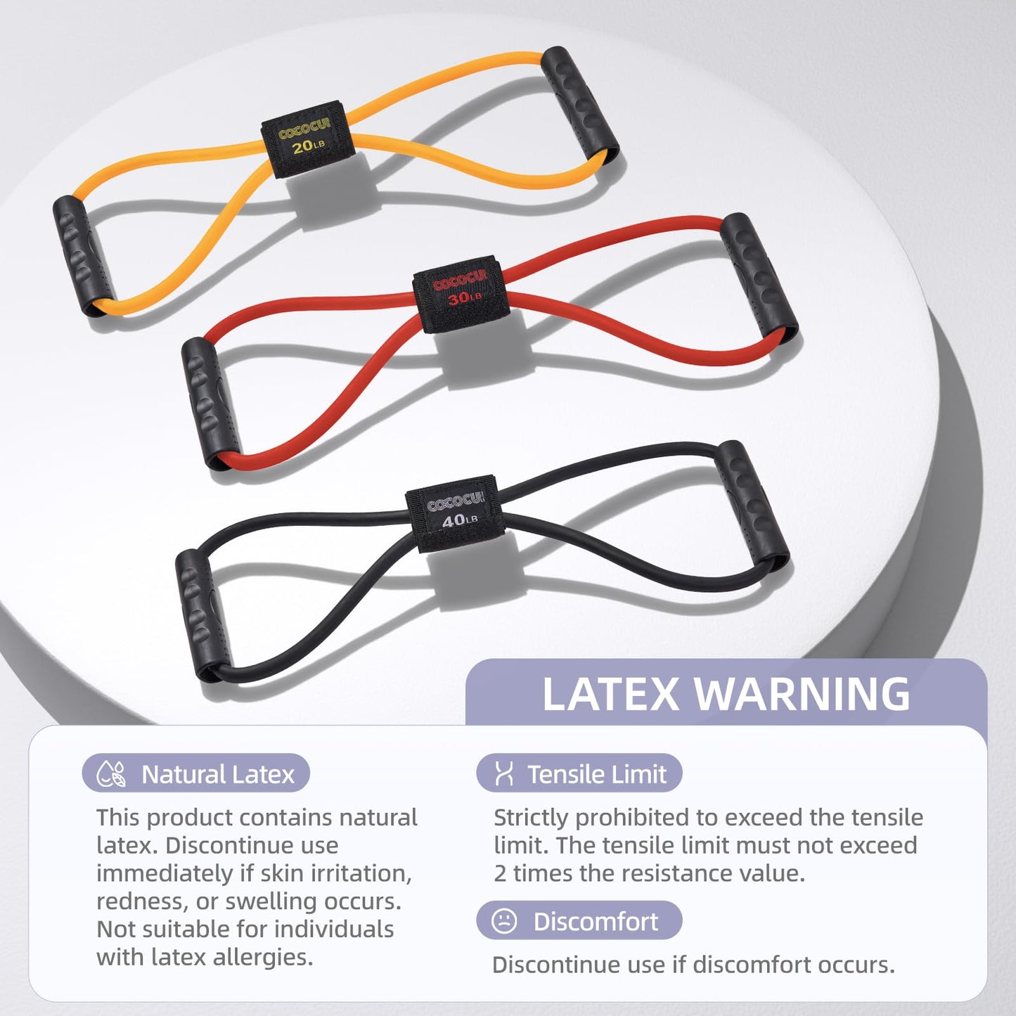 Figure 8 Resistance Bands with Handles for Women Men, Exercise Bands for Back, 8 Shaped Resistance Bands for Arms, Shoulder, Leg Stretching, Physical Therapy, Yoga, Pilates, Home Gym Workout Equipment