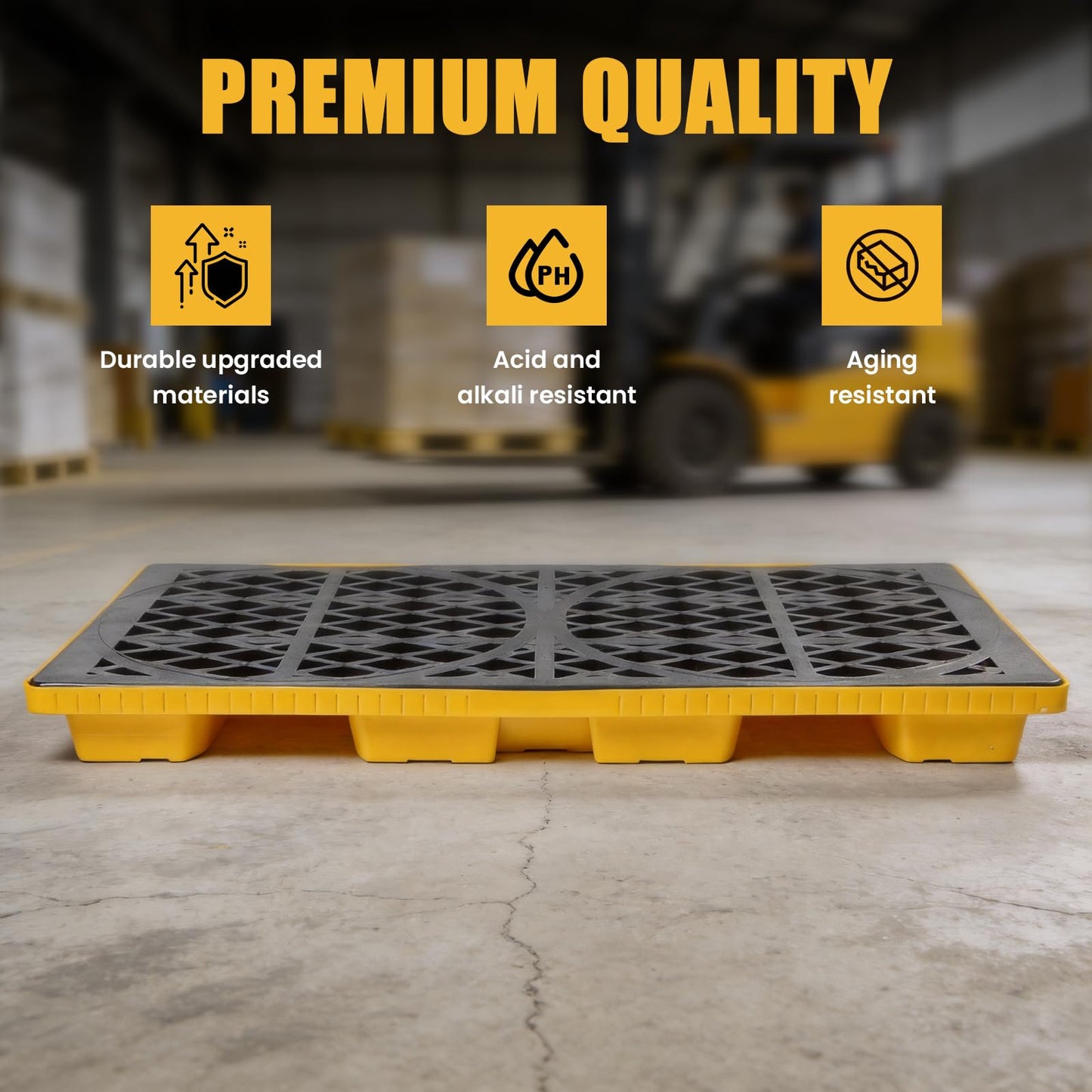 ATOLS 2 Drum Spill Containment Platform, 48x24x24 Inch, 2000 lbs Capacity, 20 Gal Sump, Heavy-Duty Plastic Pallet, 2 Drum Capacity for 55 Gallon Drum, Garage & Industrial Storage