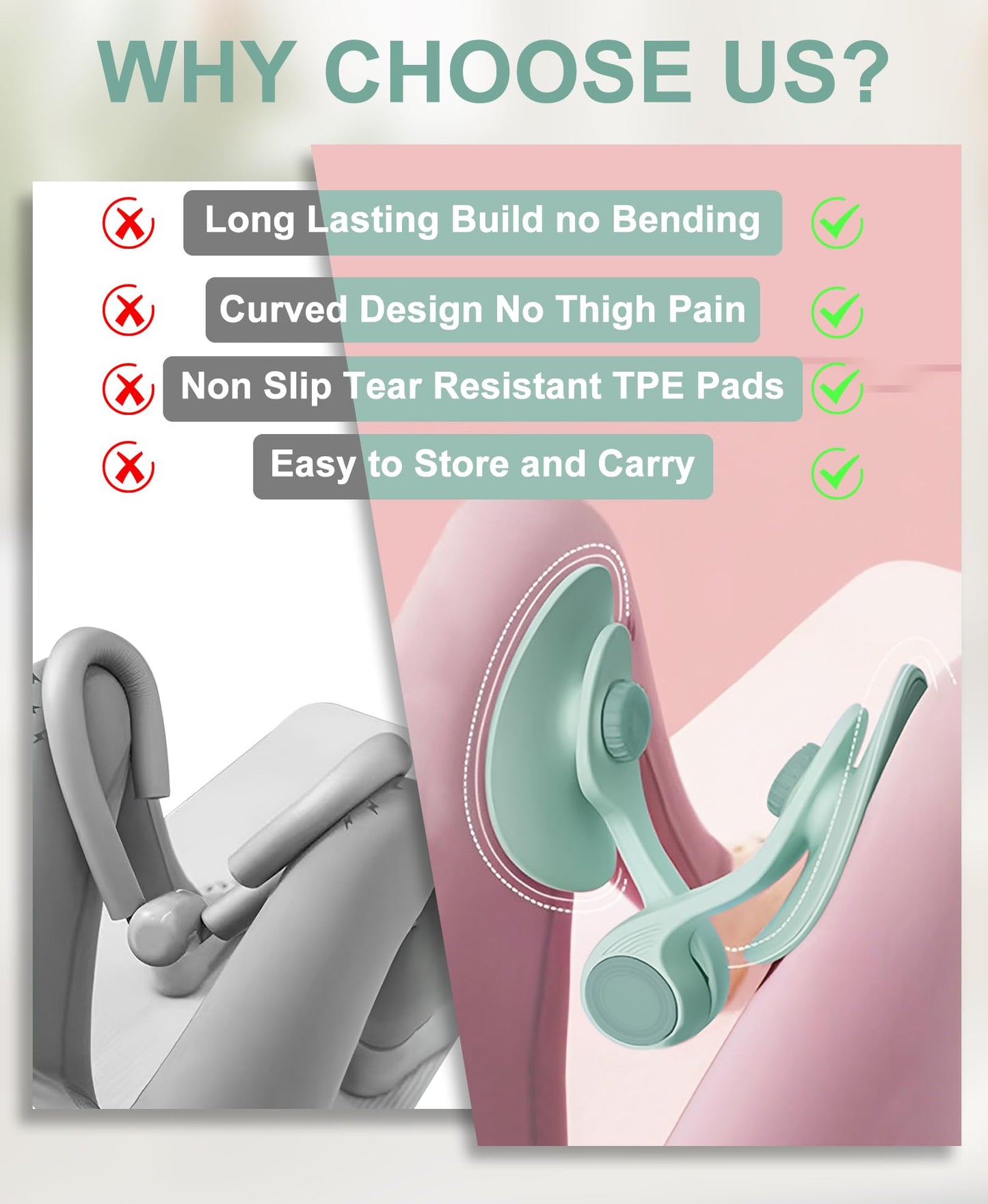 Kegel Exerciser, Pelvic Floor Muscle Exercise Devices for Women, Inner Thigh Exerciser Leg Workout Equipment Thigh Trainer for Male Hip Trimmer Inner Thigh Toner Workout (LightGreen)