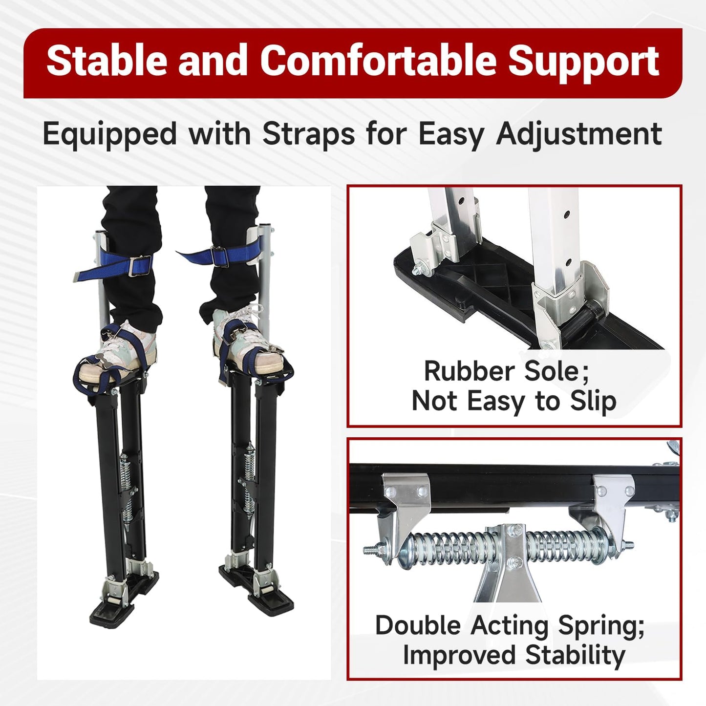 findmall 24-40 Inch Drywall Stilts Grade Adjustable Auminum Tool Stilt for Painting or Cleaning - Black