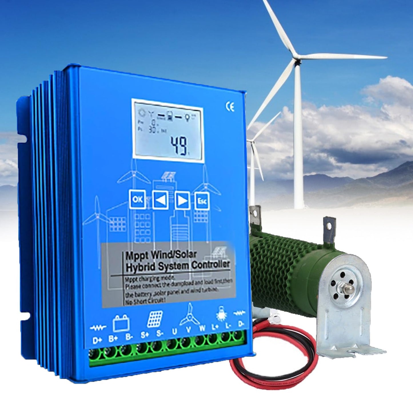 15000W Wind Solar Hybrid Charge Controller 12V 24V MPPT Boost Charge Regulator with LCD Display and Dump Load,12V/24V