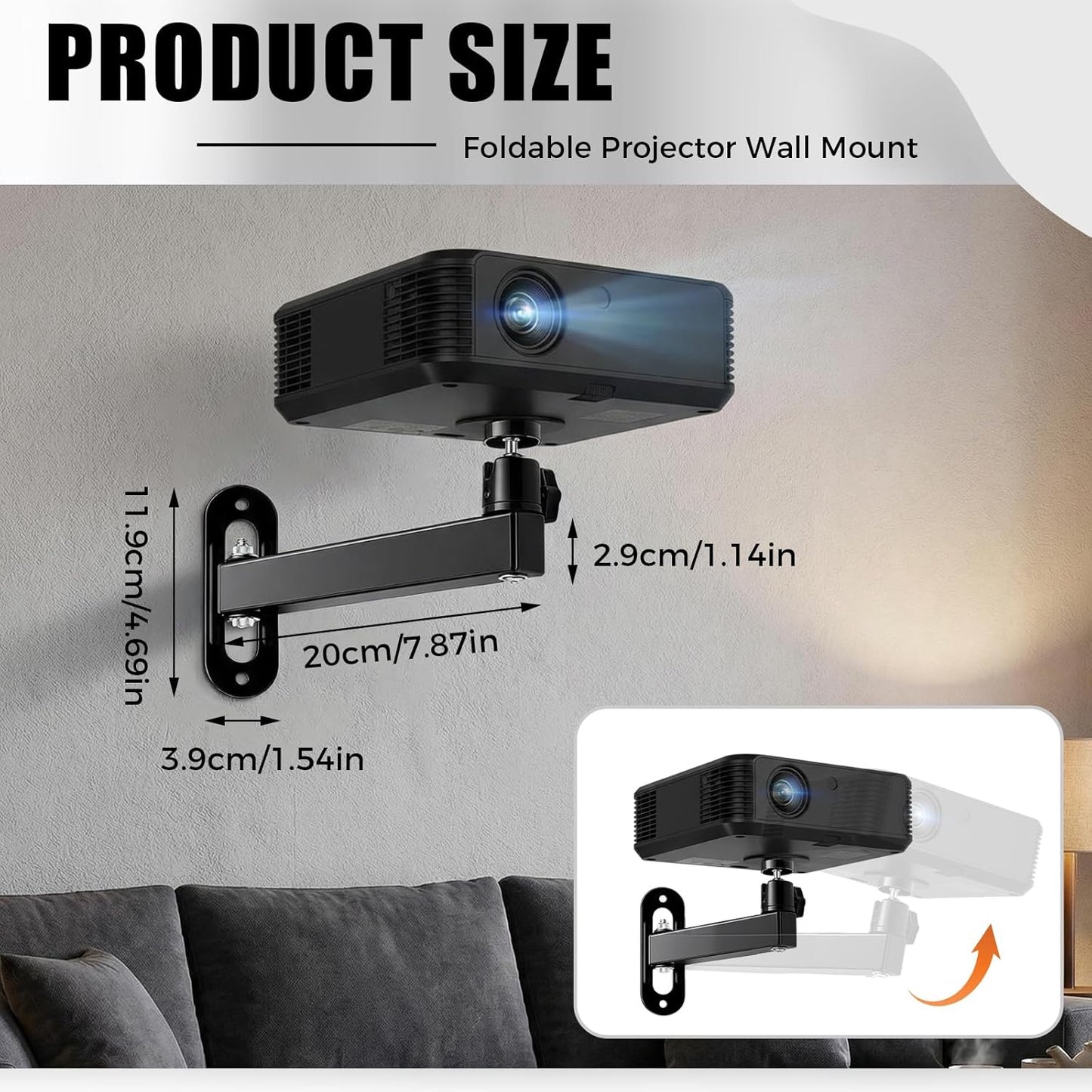 CroBlissful 1/4 Inch 360 Setup Projector Stand, Wall and Mini Ceiling Mount with Thread, Degree Rotation, Adjustable