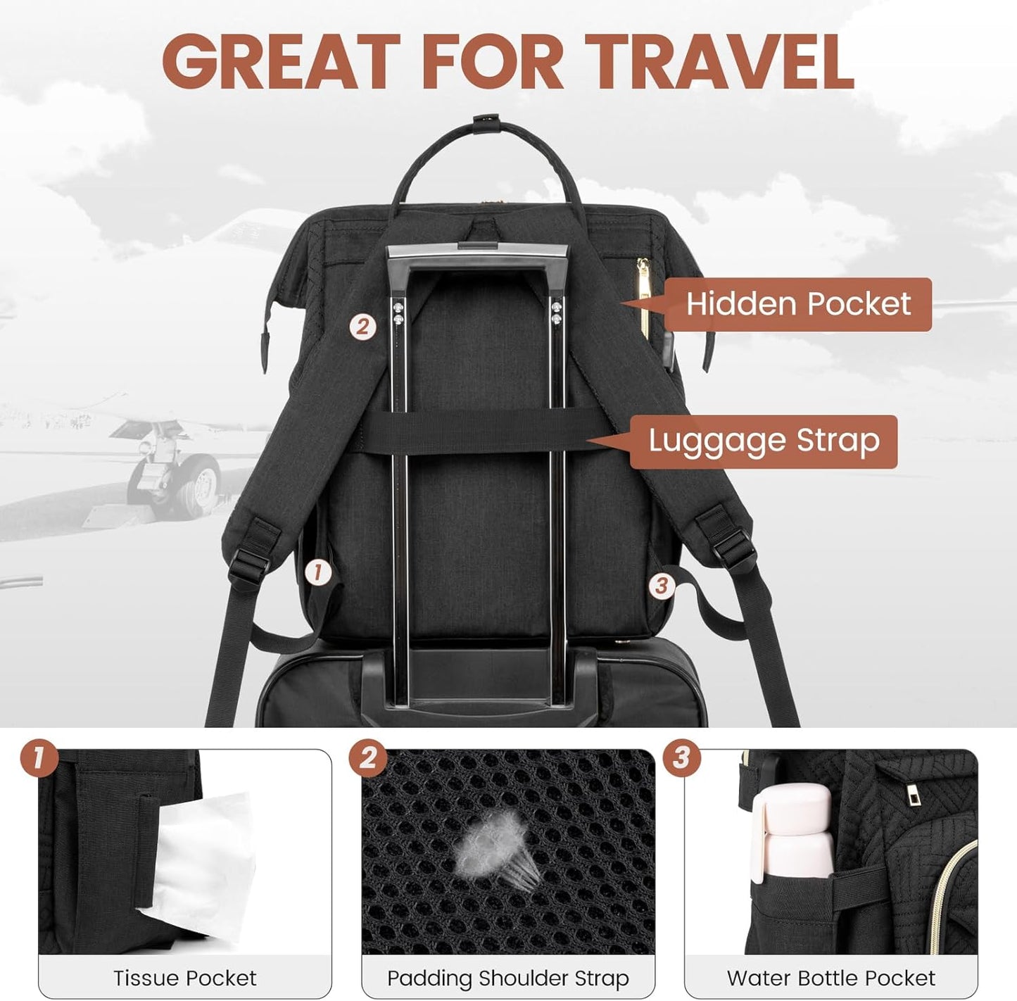 Backpack Women,15.6 Inch Backpack Backpack,Waterproof Pack LOVEVOOK Laptop for Professional Womens Travel Purse