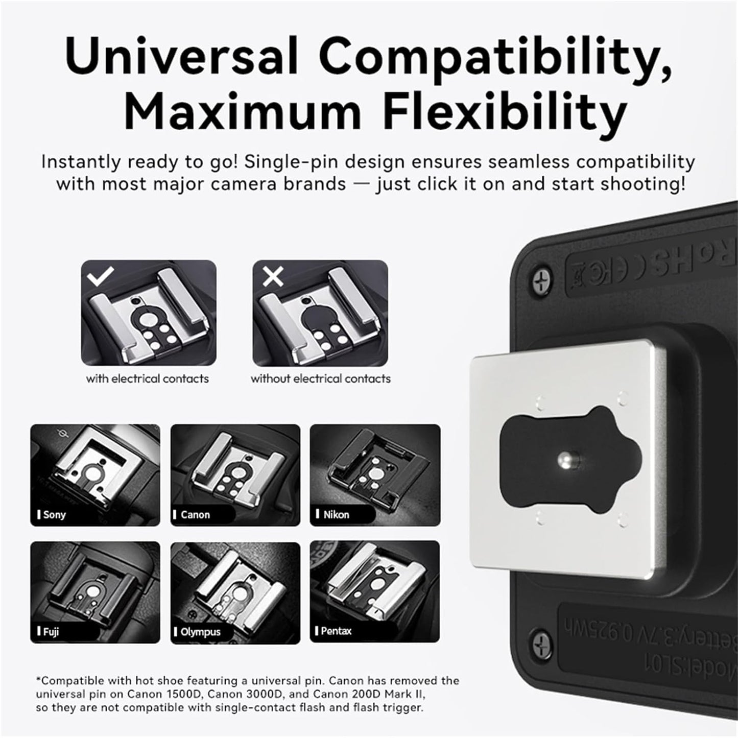 ULANZI SL03 GN8 6500K 90 Camera Mini Flash Speedlite with Video Light for Beginners Basic, Flash Adjust Angle Speedlite