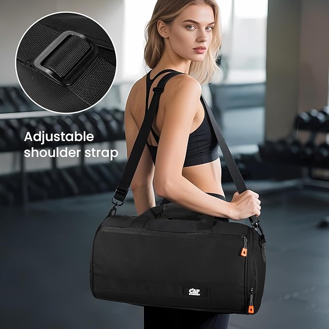 C&F BOGMOST Small Travel Duffel Bag,Compact Sports Small Gym Bag with Shoes Compartment,Lightweight Duffel Bag for Men & Women,Personal Item Travel Bag Weekender Bags for Travel Sports Gym -Black