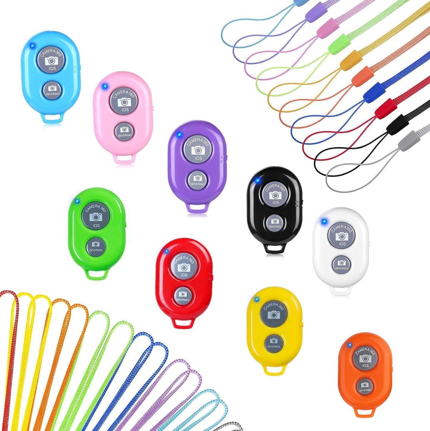 EszkozTA (Colorful-9-pack), Cellphone Remote Shutter for Smartphones and Tablets AOQIYUE Wireless Camera Remote Control