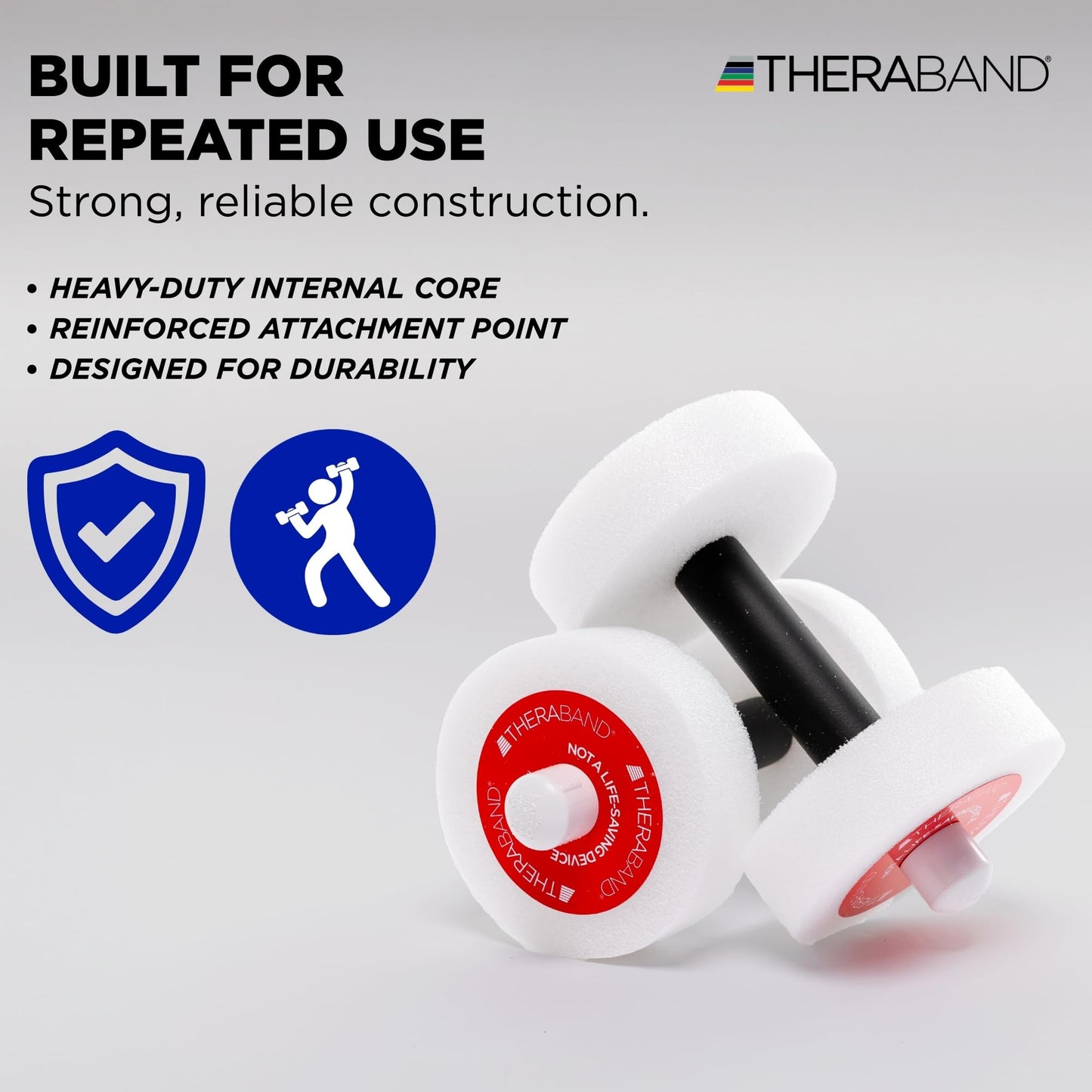 THERABAND Water Weights, Aquatic Dumbbells for Pool Fitness, Pair, Red Light Resistance Level, for Pool Exercise and Water Aerobics for Adults, Foam Pool Weights for Therapy and Fitness Workouts