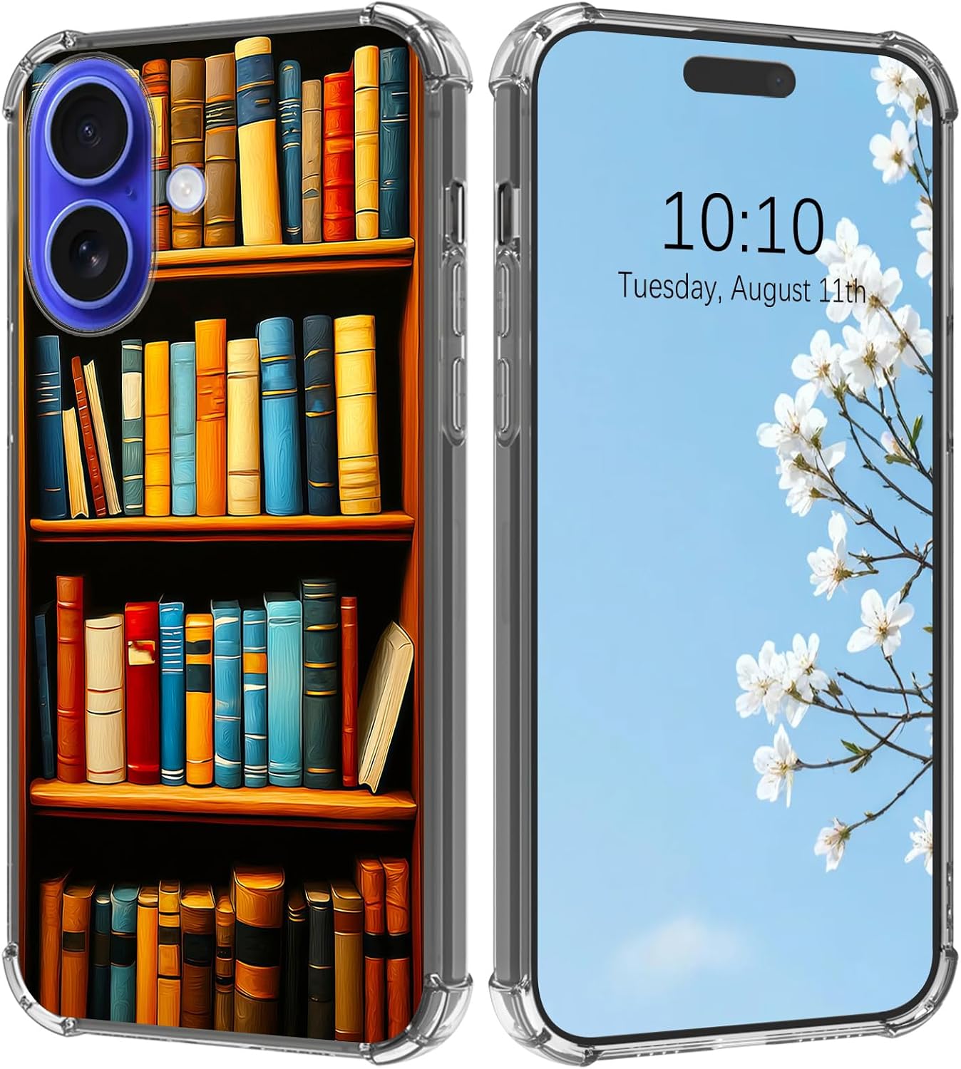 BFSEROBJ 17 17 6.3 inch 2025 for iPhone Case with a Bookshelf Pattern Design Ultra-Thin Clear Soft TPU Silicone Drop