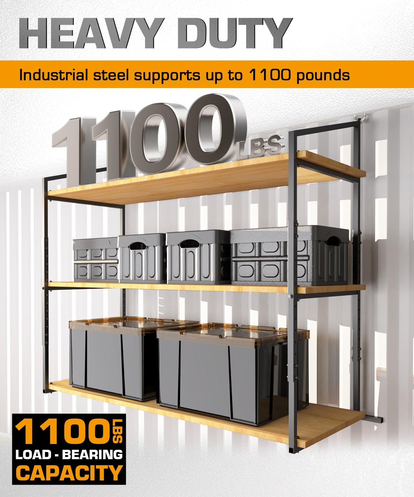 Autoholic Shipping Container Shelving Rack Steel Container Hanging Shelf Bracket Height Adjustable Fit for 12in 24in Lumber Black Efficient Storage Space No-Drill Installation