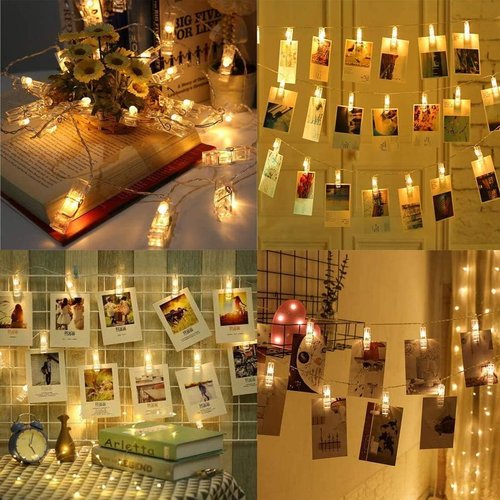 Dopheuor LED Photo Clip String Lights - Battery Operated Warm White Fairy Lights for Bedroom, Patio & Events