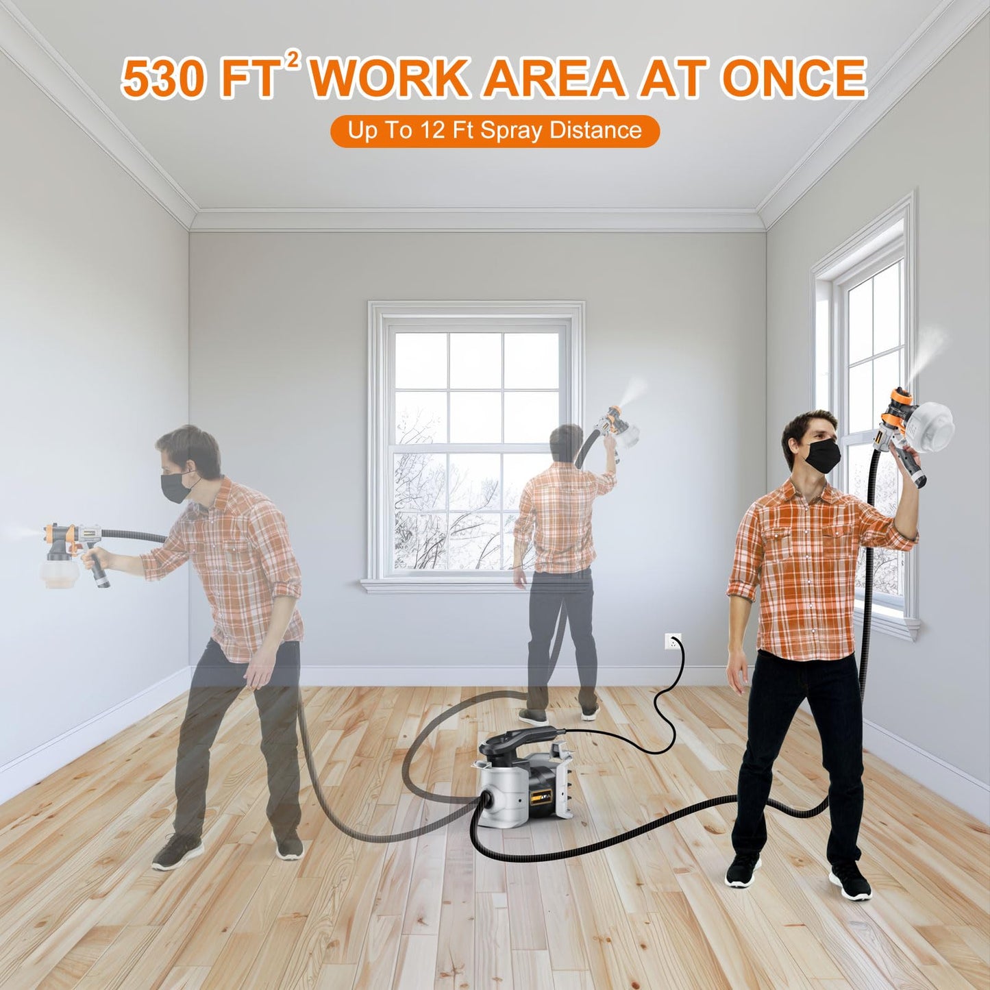 Upgraded Paint Sprayer-BATAVIA 700W HVLP High Power Spray Paint Gun with 6FT Air Hose, 4 Nozzles & 3 Patterns, Paint Sprayer for House Painting,Furniture,Cabinets,Fence,Walls,DIY Projects,etc