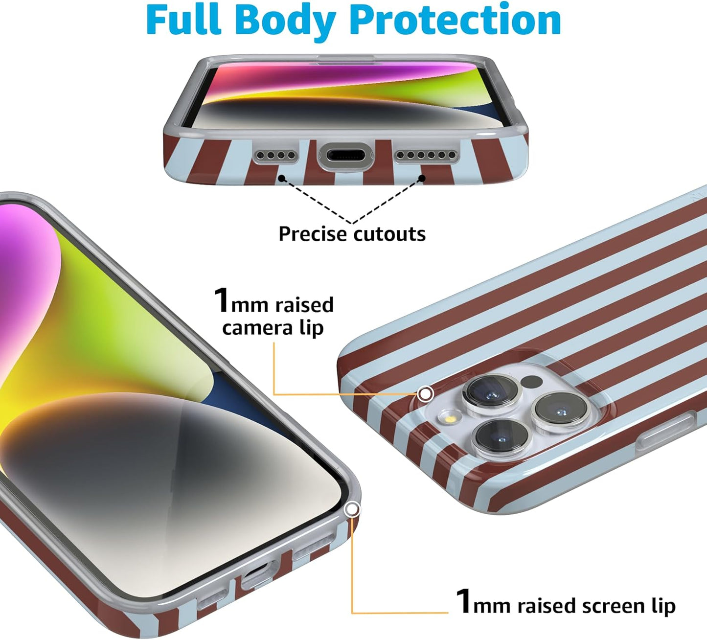Casely 16 iPhone Pro Case | Sunday in Brooklyn | Blue Stripes | Compatible with MagSafe | Classic Ultra Slim Design