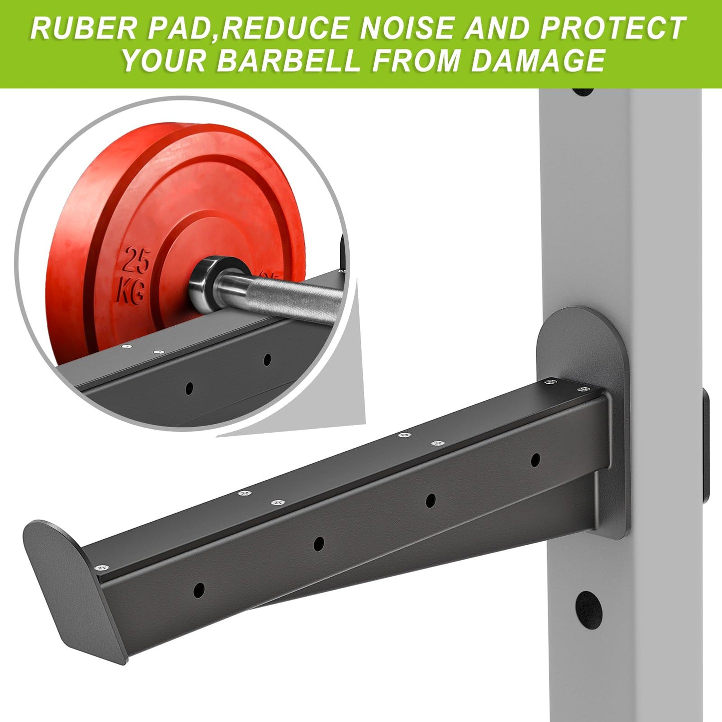 Kipika Safety Spotter Arms for 3" x 3" Power Racks with 5/8" & 1" Holes - Heavy Duty Barbell Safety Catches with Rubber Pad - Adjustable and Easy to Install - Set of 2