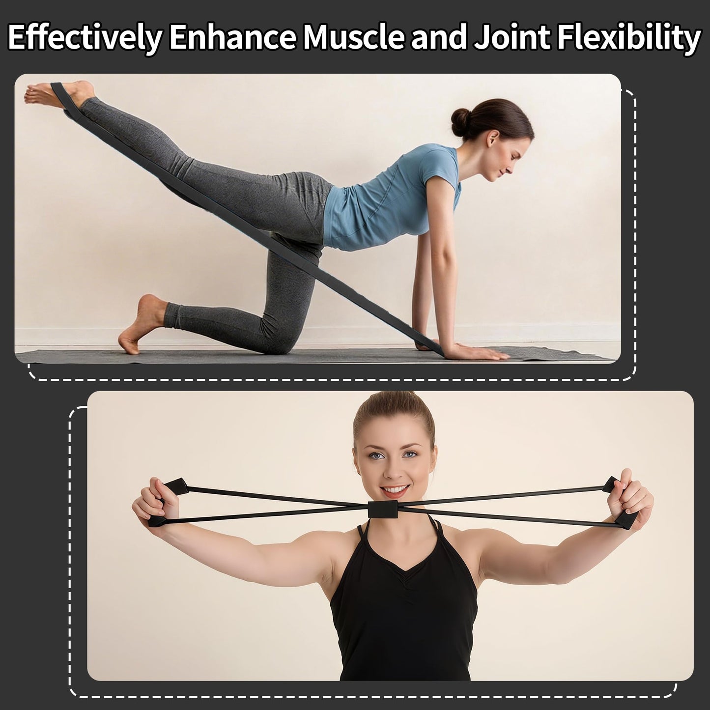 DICYWUDI Pilates Essentials Kit for Home Women, Pilates Equipment for Workouts, 6 Fabric Resistance Bands, 12 Inch Magic Circle Yoga Ring, Mini Exercise Ball, Great Exercise Equipment
