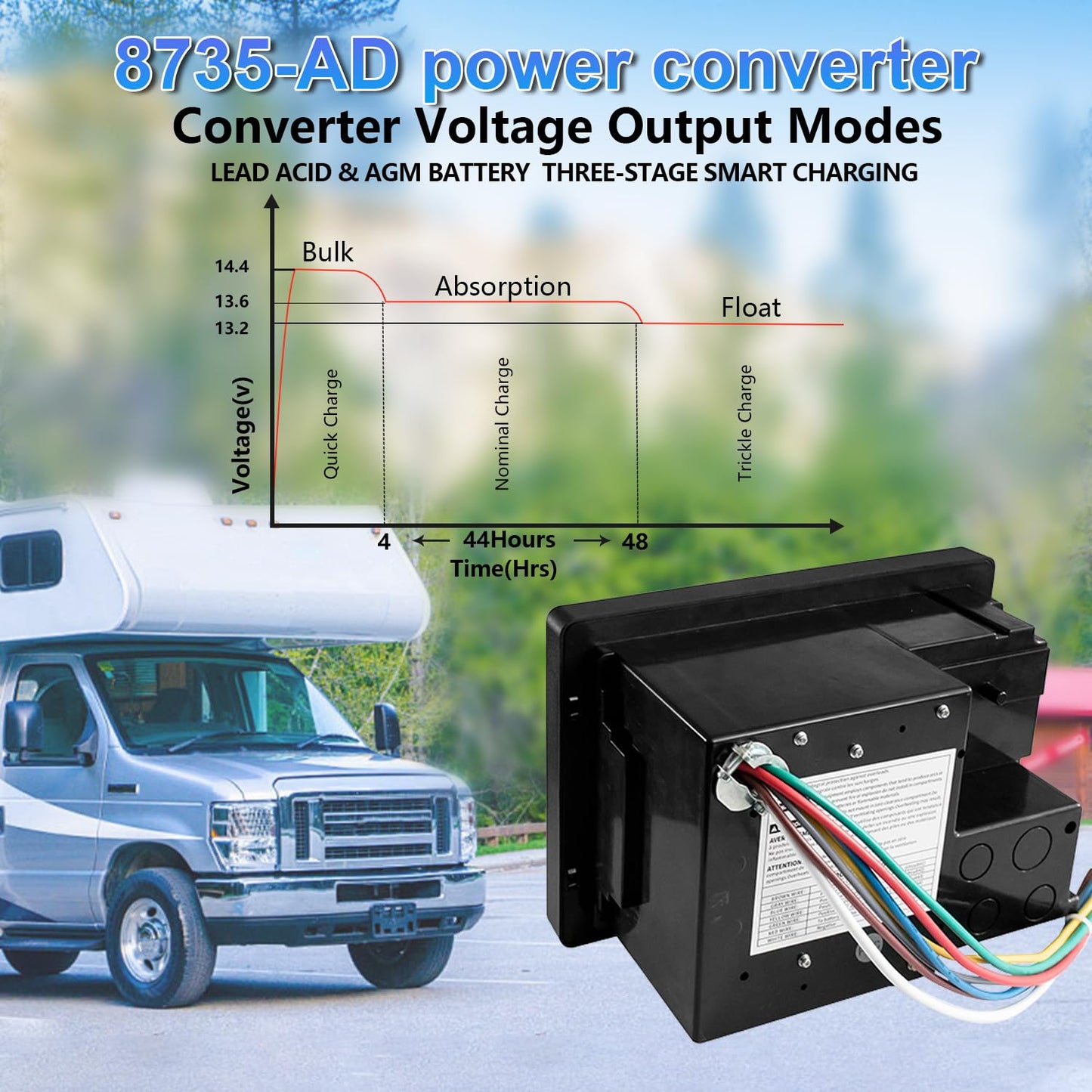 WF-8735-AD Power Converter/Charger, Black wf-8735-P 30 Amp Power Center,30/35 Amp DC Output, WF-8700 Series 30 amp rv Converter Battery Chargers for rv,Camper,caravans,Travel Trailer