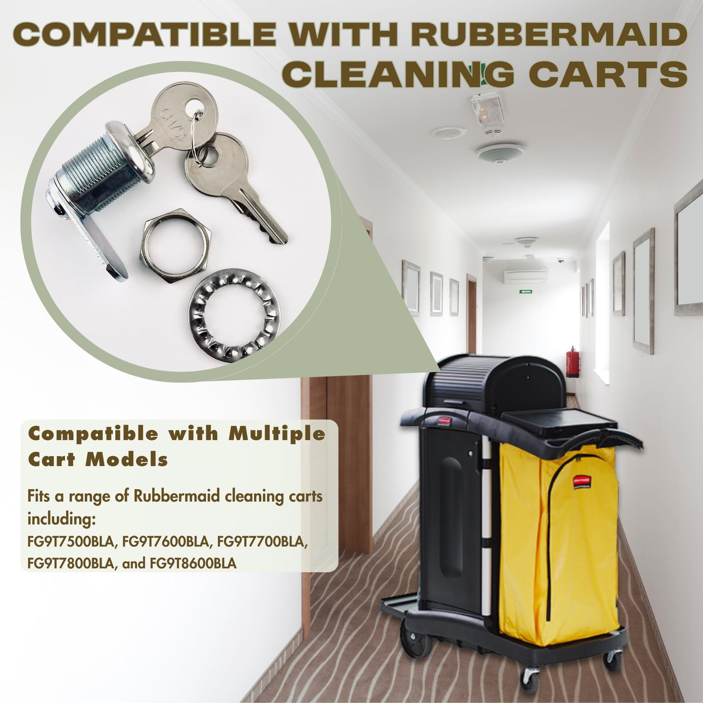 Replacement Lock & Key Set – Compatible with Rubbermaid® Commercial Cart 6181 | FG6181L20000 | 12 Locks with 24 Keys – (12 PK)