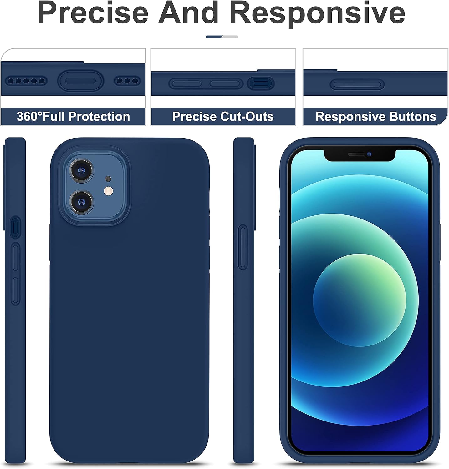 CellEver 12/12 Heavy-Duty Silicone Case for iPhone Pro - Two Shatterproof Glass Screen Protectors, Military Drop