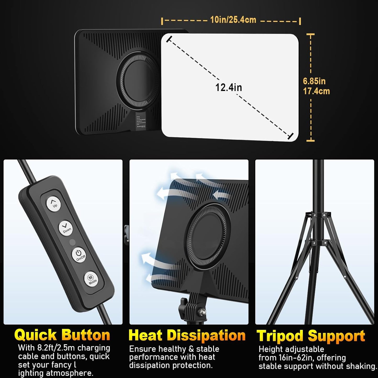 Anautin 30W 1-Pack 3700Lux Upgraded Photography Lighting Kit, LED Video Lighting for Video Recording, Studio Lights
