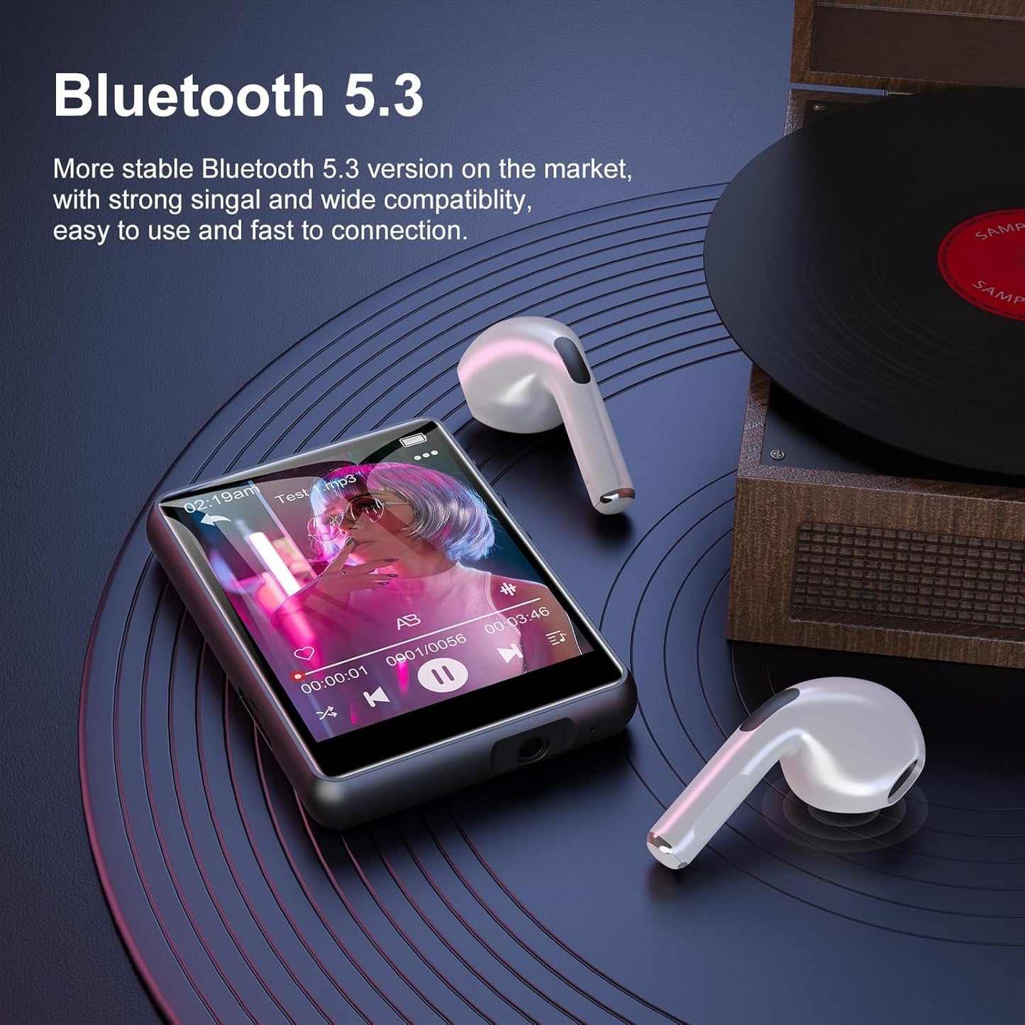 SWOFY MP3 5.3 64GB Mp3 2.4" 512GB Player Bluetooth - Music Player with Touch Screen, Portable Digital Audio Player