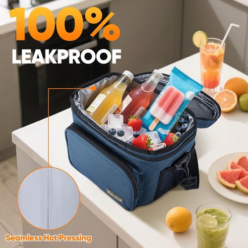 BALEINE Insulated Lunch Bag - Leakproof Cooler for Work & Picnic | 15 Can Capacity, Medium, Grey