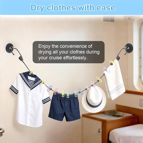 Magnetic Clothesline for Cruise Ship Cabin Approved - Portable Travel Clothes Line,Strong Rubber Coated Non-Scratch Magnets,Travel Clothesline for Cruise Ship Essentials(Updated Stronger Magnets)