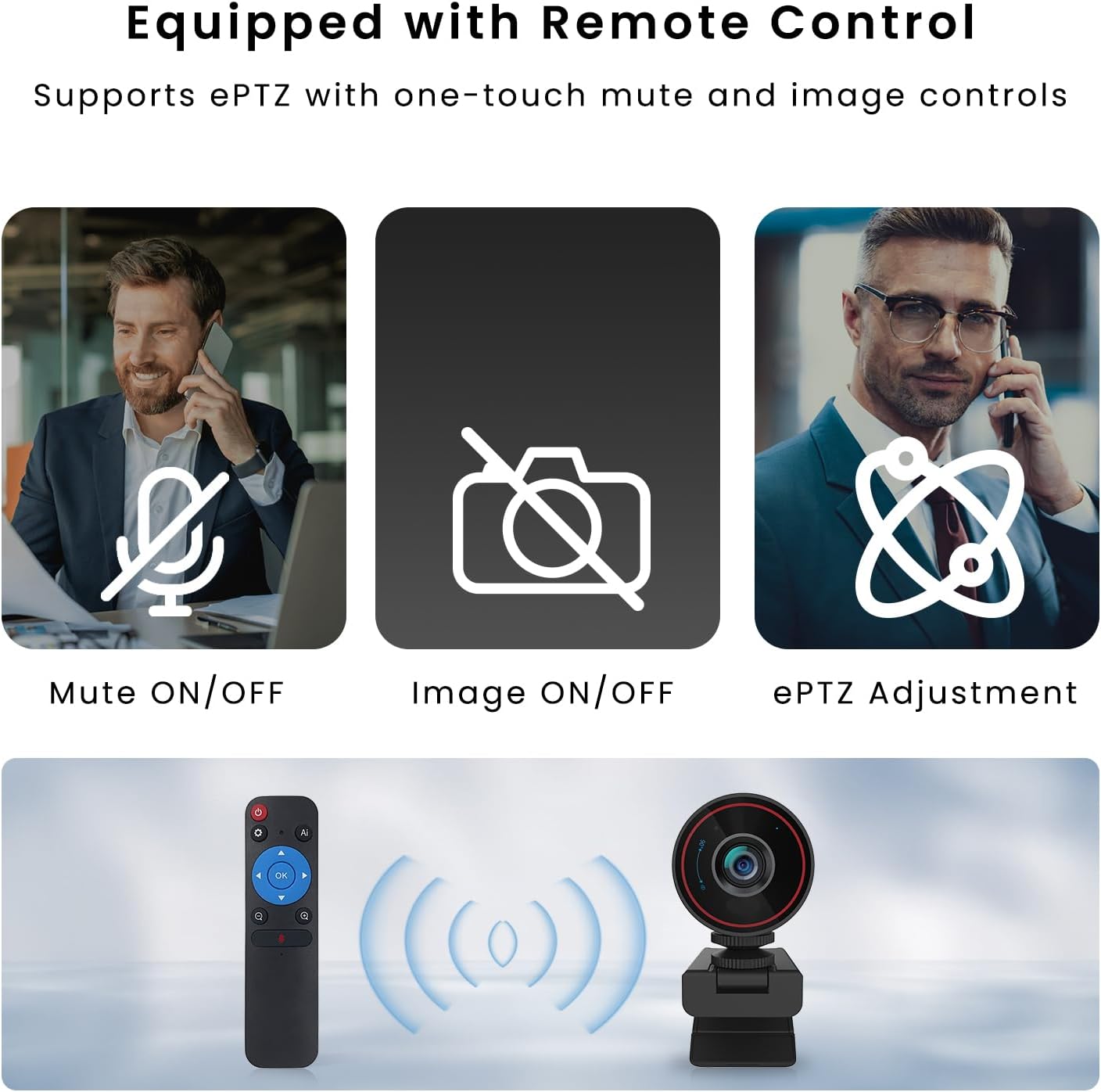 CIRICO L52 4K 1080P 60FPS, 90 UltraCam Webcam, FOV, AI Framing, Remote Control, Privacy Cover, Noise-Canceling Mic