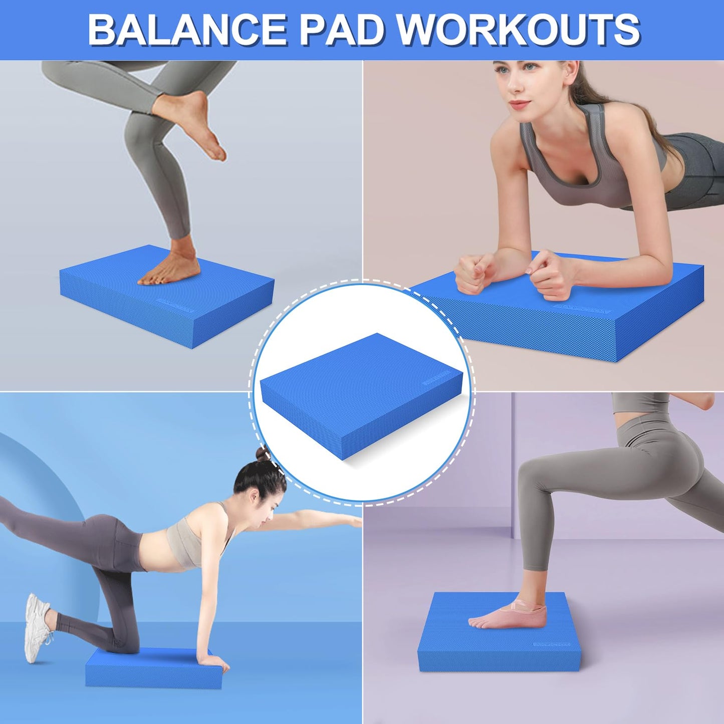 ANVICTOX Balance Pad 19.8 * 15.7 * 2.4",XL Balance Pad for Physical Therapy,Extra Large Foam Balance Board Stability Pad for Rehabilitation Core Training Stretching Mobility (Blue-TPE)