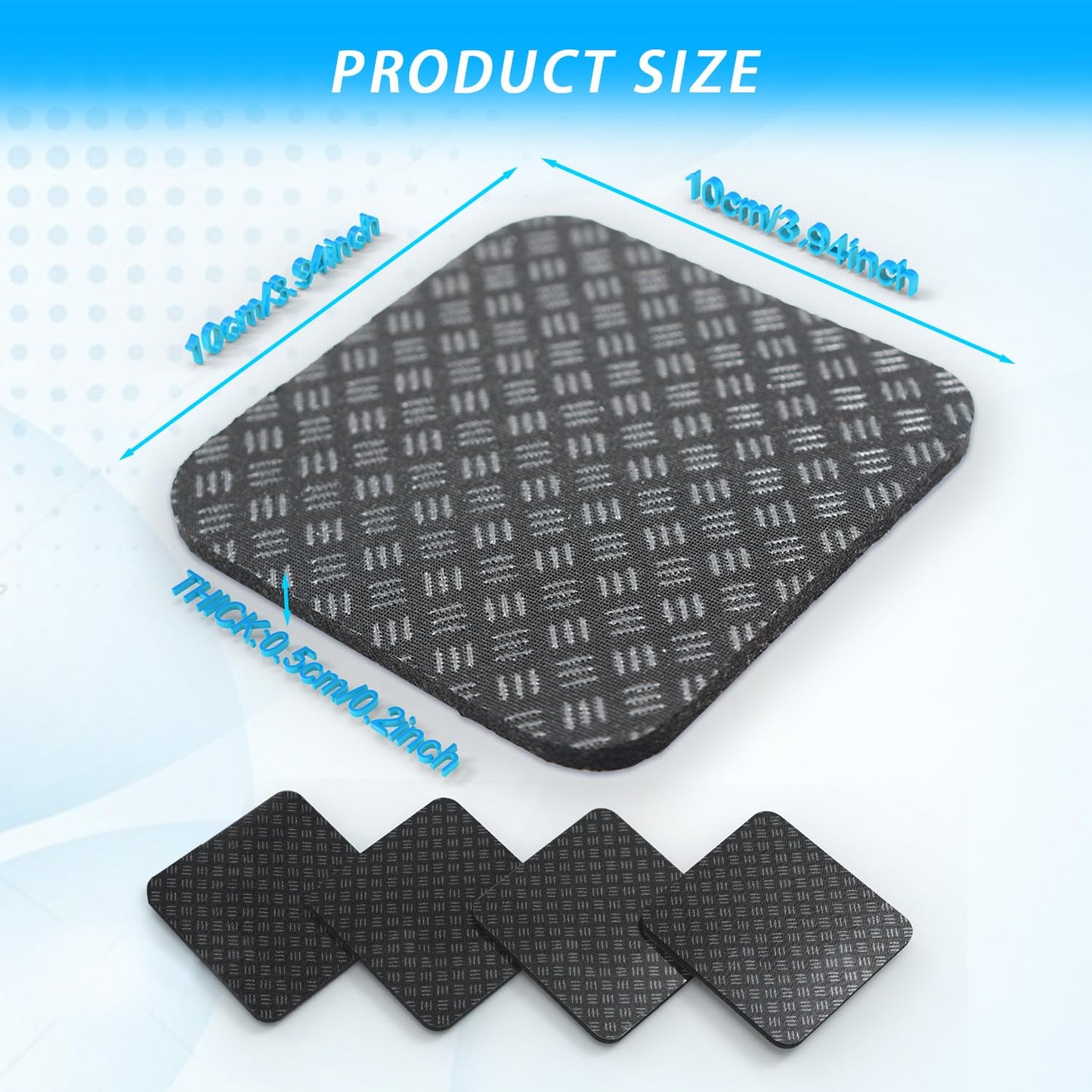 Anti-Slip Equipment Mats for Under Desk Pedal Exerciser 4 Pack 4" x 4" x 0.2" Double-Sided Silicone Pads Durable Floor Protectors for Elliptical Machines Leg Exercisers Treadmills