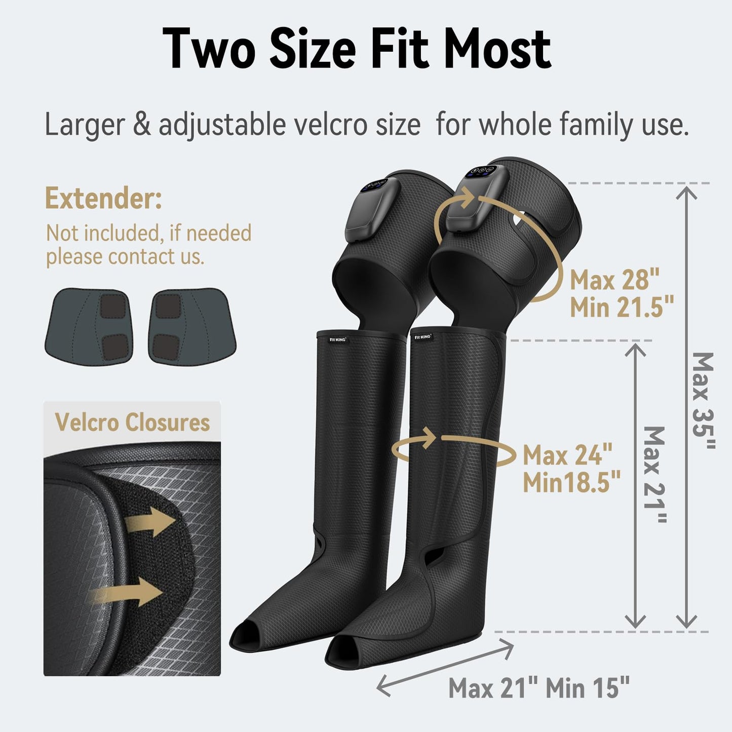 FIT KING Cordless Compression Boots Full Leg Compression Massager, Rechargeable Portable Foot and Calf Massager for Circulation, Pain Relief & Fast Recovery, No External Long Hoses | Gift for Mom