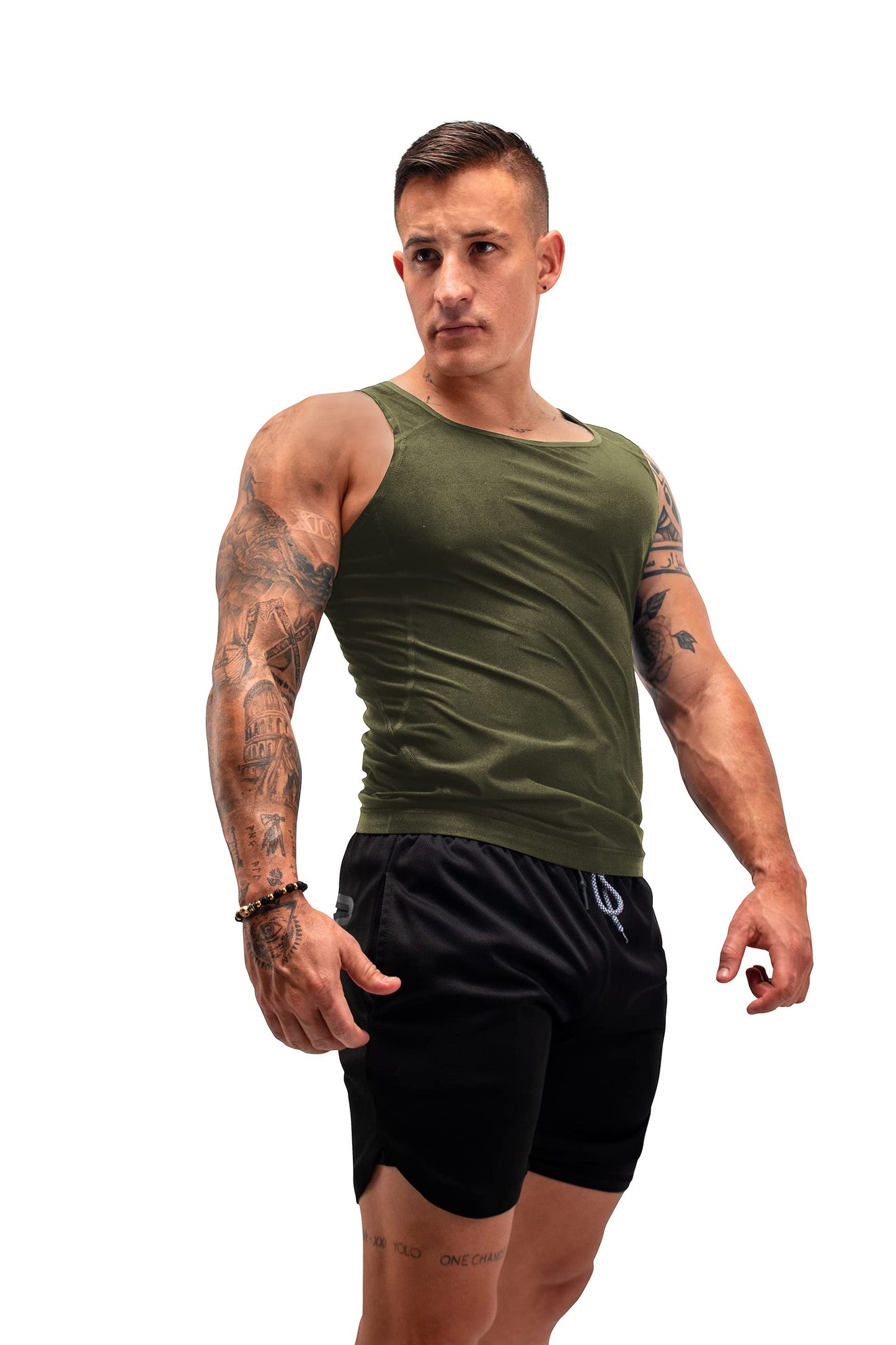 FUXERT Men's Sweat Vest Sweat Tank Top for Waist Trainer Workout Body Shaper Sauna Suit for Gym Exercise(GN L/XL)